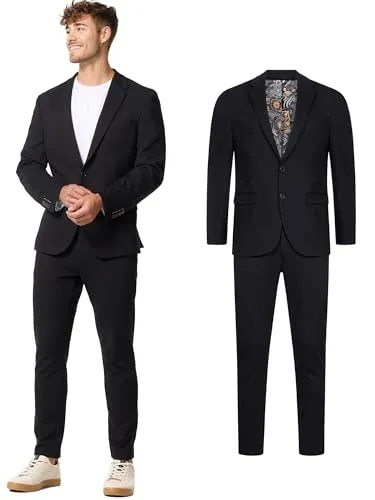 Jeff Anzug JFEzra SET 2-tlg. schwarz Größe 56 - Klassisches 2-teiliges Anzug Set aus 65% Viskose, ideal für elegante Business- und Abendanlässe, in Tailored Passform für optimalen Sitz.