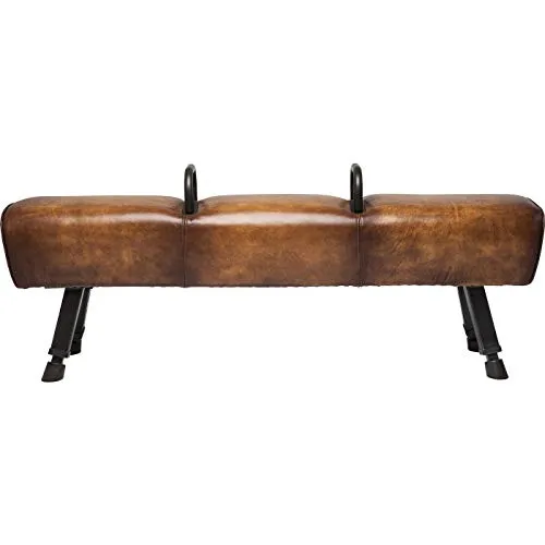 Kare Design Bank Gym Gabby 153cm - Gepolsterte Leder-Sitzbank in Braun - Elegante, schmale Sitzbank für Vintage-Interieurs, ideal für Esszimmer oder Flur. Mit bis zu 200 kg belastbar und für 3 Personen geeignet; hochwertige Materialien sorgen für Komfort und Stil.