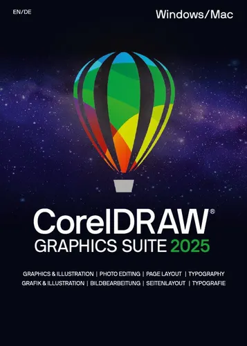 Corel CorelDRAW Graphics Suite 2025 - Kreative Grafiksoftware - Vollversion mit unbegrenzter Laufzeit, 7000 Cliparts und 1000 Fonts. Ideal für kreative Profis, kompatibel mit Windows und macOS.