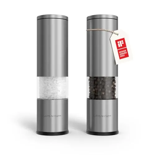 LARS NYSØM Salz und Pfeffer Mühle 2er Set - Küchenhelfer: Manuelles Keramik-Mahlwerk für eine perfekte Körnung von grob bis fein – ideal für Salz, Pfeffer und Gewürze in stilvollem Design.
