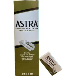 Astra Superior Platinum Double Edge Rasierklingen 100 Stück - Hochwertige doppelseitige Rasierklingen für eine präzise und sanfte Rasur. Ideal für traditionelle Rasierer, langlebig und praktisch verpackt in 100 Stück.