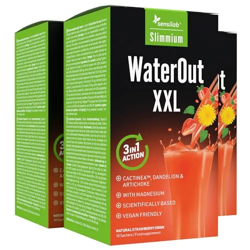 Natürliche Entwässerung, Diuretikum - Artischocke, Löwenzahn, Magnesium, Inulin - 3x10 Beutel für 30 Tage - mit Kostenloser E-Book-Ratgeber - WaterOut XXL Slimmium Sensilab