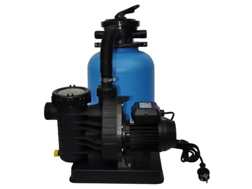 Sandfilteranlage OKU Bali Ø 300 mm mit Aqua Plus 4 5 m3/h 230 Volt Pumpe - Poolzubehör für eine effiziente Wasserreinigung, geeignet für Schwimmbecken bis 30 m³, ausgestattet mit 6-Wege-Top-Mount-Ventil und energieeffizienter Aqua Plus 4 Pumpe.