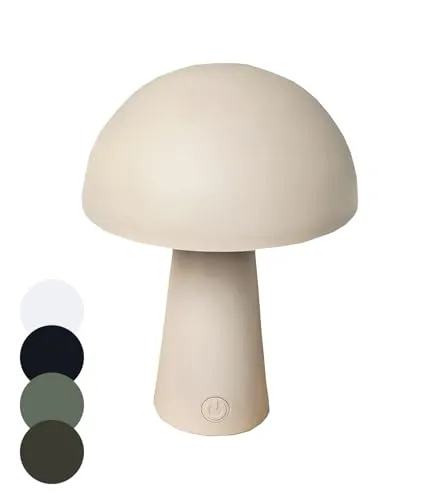 Coen Bakker LED Tischlampe Pilzform dimmbar – USB, IP44, 3 Lichtfarben - Elegante LED-Tischlampe im Pilzdesign, ideal für Innen- und geschützte Außenbereiche. Mit Touch-Dimmer für individuelle Lichtstimmung und spritzwassergeschützt (IP44) - perfekt für Balkon, Terrasse und Camping.