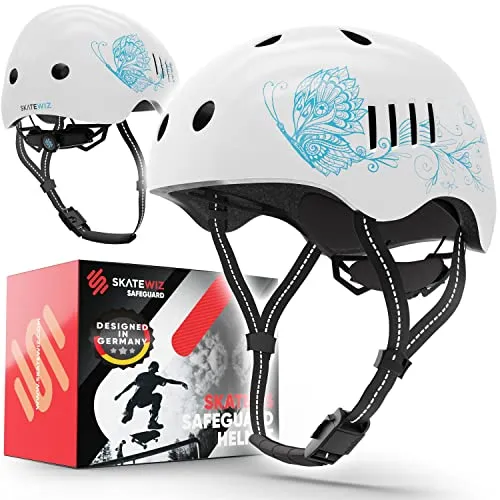 SKATEWIZ Fahrradhelm Kinder - Sicherer Skaterhelm für Mädchen & Jungen - Fahrradhelme für Kinder ab 6 Jahren, ideal für Skateboard und Inline Skates. Mit 19 Belüftungsöffnungen und FIDLOCK Magnetverschluss für einfache Handhabung.
