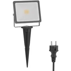 ledscom.de LED Gartenstrahler FLIN mit Erdspieß & Stecker, grau, IP66, 837lm warm-weiß - Effektive Außenbeleuchtung mit 837 lm bei nur 11,5 W. Der schwenkbare Kopf ermöglicht individuelle Lichtakzente. Robuster Strahler, IP66 geschützt, ideal für Garten, Einfahrt und Hauswand. Schnelle Installation mit Schuko-Stecker.