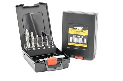 BAER Gewindeschneider Set HSSG M3–M10 | Bit-Kombi-Gewindebohrer mit 1/4" Aufnahme für Akkuschrauber | Kernloch & Innengewinde in einem Arbeitsgang | Gewindeschneidset metrisch DIN 13