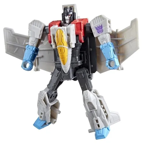 Transformers Cyberworld Cyber Changers Starscream, 10 cm große Action-Figur mit 4 Schritten zur Verwandlung zum Jet-Fahrzeug, Superheld für lustige für Kinder ab 6 Jahren