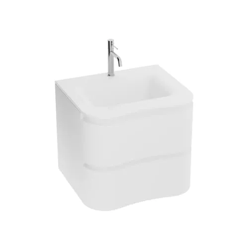 lavita Waschbeckenunterschrank Badezimmerschrank mit Waschbecken Ontario White Hängeschrank Badschrank Waschtischschrank Schrank 60cm Breit Badezimmermöbel PVC 52x60x50 cm Montierte Badmöbel Set