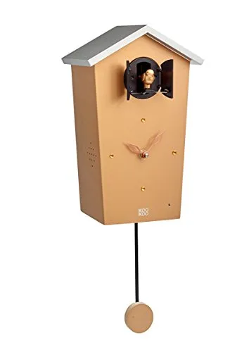 KOOKOO Birdhouse Copper, Moderne Kuckucksuhr mit Pendel - Kuckucksuhren in modernem Design mit 12 echten Vogelstimmen, ideal für stilvolle Wohnzimmer. Lautstärke einstellbar und Lichtsensor für Ruhe in der Nacht.