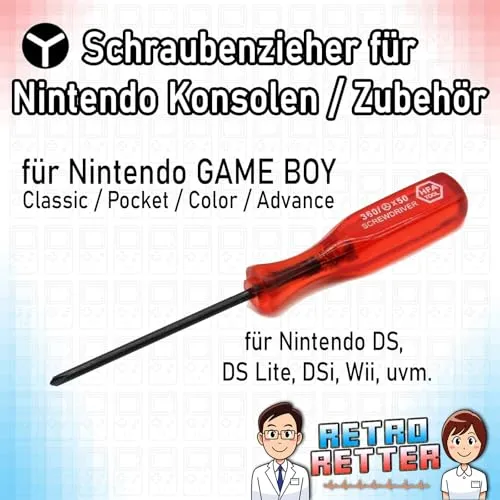 RetroRetter Schraubenzieher TriWing für Nintendo GameBoy Classic, GameBoy Color, GB GBC