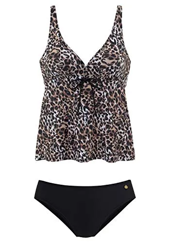 Bügel-Tankini LASCANA für Damen, Gr. 46, Cup E, braun-bedruckt - Bademode mit bauchbedeckendem, körpernahem Top und verstellbaren Trägern für optimalen Sitz. Ideal für einen selbstbewussten Auftritt am Strand oder Pool.