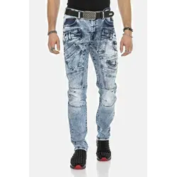 Cipo & Baxx Regular-fit-Jeans DENIM bequeme Jeans mit coolen Ziernahtelementen, CD598 blau 38