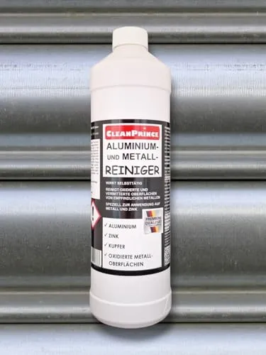 CleanPrince Aluminium- und Metallreiniger für Zink, Alu, Kupfer - Effektiver Allzweckreiniger von CleanPrince, ideal für die Reinigung oxidierter Metalloberflächen. Für strahlende Ergebnisse auf Aluminium und Zink, einfach anzuwenden und selbsttätig wirkend.