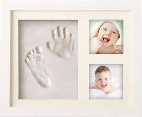 PewinGo Baby Handabdruck und Fußabdruck Set,Gipsabdruck Baby Abdruckset mit Echtholz Bilderrahmen- Perfekte Geschenkidee für Babydusche Geschenk,Pfotenabdruck Katze/Hund