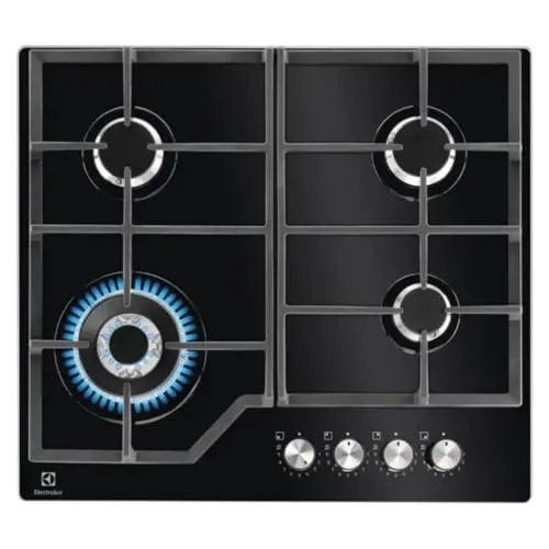Electrolux KGG64362K Gas-Kochfeld, Schwarz, 60 cm mit 4 Brennern - Kochfeld für präzises Kochen mit StepPower-Steuerung und Speed-Burner für schnelle Hitze. Ideal für passionierte Köche, die Effizienz und Sicherheit schätzen.