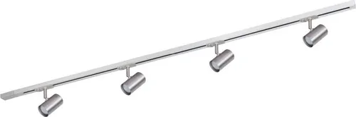 Moderne Nickel satinierte Spurreflektorleuchte Marvi IP20 - Elegante 4-flammige Leuchte für Innenräume, mit modernem Design und energieeffizienter GU10 Technik. Ideal für stilvolle Akzentbeleuchtung in Wohn- und Essbereichen.