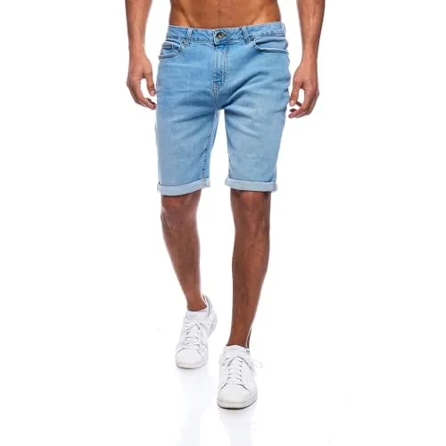 JEEL Herren Kurze Hosen - Slim-Fit Jeans-Shorts in Hellblau - Herren-Shorts, designed in Deutschland mit hochwertiger Baumwollmischung und Stretch für höchsten Tragekomfort. Ideal für Freizeit und Business, maschinenwaschbar und formstabil.