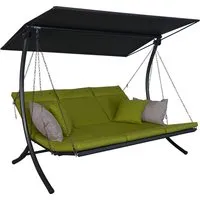 Hollywoodschaukel Swing 3-Sitzer Smart lime - Moderne Gartenmöbel, ergonomische Sitzfläche aus flexiblem Textilene, individuell verstellbare Liegeposition und einfach abnehmbare Kissenbezüge für maximalen Komfort.