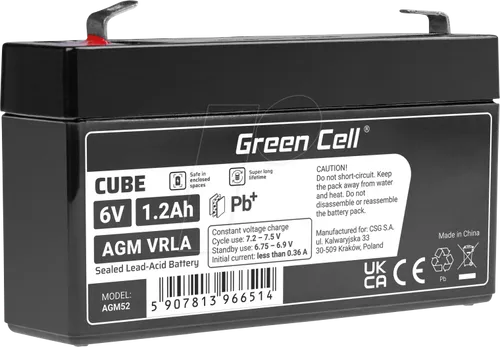 GC AGM52 1.2AH - Blei-Vlies-Akku, AGM, 6V, 1,2 Ah