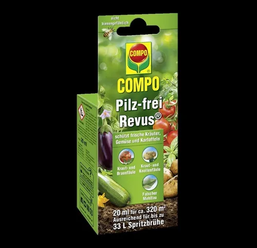Compo Pilz-frei Revus 20 ml - Effektives Fungizid für Gemüse - Effektives Fungizid zur Bekämpfung von Pilzen wie Mehltau und Braunfäule. Ideal für den Einsatz im Gemüsebeet und Gewächshaus. Flüssige Anwendung, gut pflanzenverträglich, für gesunde Pflanzen.