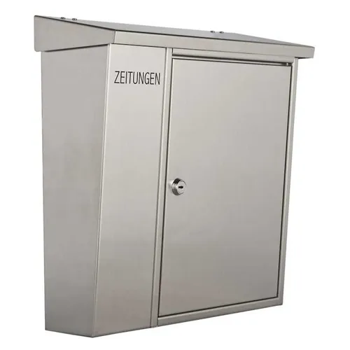 Heibi 43661 Edelstahl Briefkasten mit Zeitungsfach - Briefkasten aus hochwertigem Edelstahl, abschließbar und mit praktischem Zeitungsfach, ideal für sicheren Postempfang.