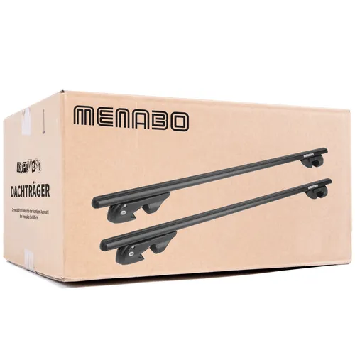Menabo Sherman Aluminium Relingträger für Kia Carens III - Gepäckträger mit abnehmbaren, abschließbaren Querträgern, ideal für sicheres Reisen. Maximale Traglast von 90 kg und einfache Montage für offene Dachreling.