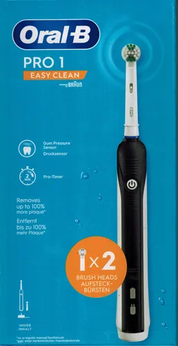 Oral B Pro 1 easy clean mit 2 Minuten Timer Elektrische Zahnbürste ink 2 Bürsten