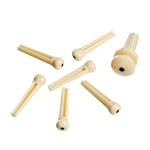 Planet Waves PWSP12 7 Plastik Brückenpins + Plastik Endpin Elfenbein mit schwarzer Einlage