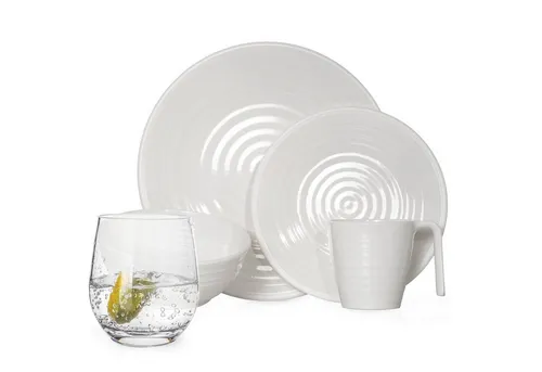 Moritz Geschirr-Set Melamin Camping Geschirr Crema + Tiamo Wasser Gläser