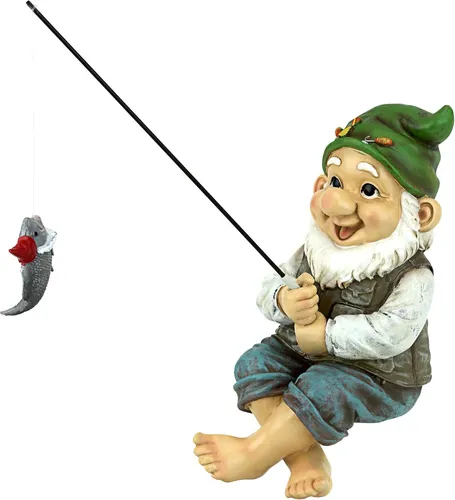 Design Toscano Ziggy The Fishing Gnome Statue Garden Ornament, mehrfarbig