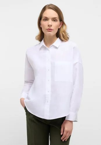 ETERNA Damen Hemdbluse "OVERSIZE FIT" in Weiß - Modische Bluse aus 59% Baumwolle und 41% Leinen, leicht und atmungsaktiv für den Sommer, mit EASY IRON (bügelleicht) für unkomplizierte Pflege.
