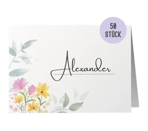 Things of Happiness Hinweisschild Namenskarten Namensschilder Platzkarten Hochzeit Tagung Geburtstag, 50 Stück im Set, beschreibbar