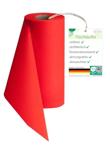 Sensalux Tischläufer, Tischband, stoffähnliches Vlies, Standard 100 by Oeko-TEX® - Klasse I Zertifiziert, 30cm x 25m, Rot