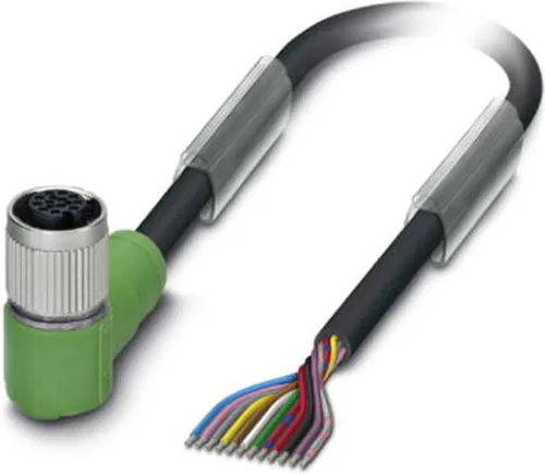 M12 Sensorleitung 12-polig gewinkelt, 7m tiefschwarz - Hochwertige M12 Sensorleitung mit 12-poliger Buchse und gewinkelter A-Kodierung. Ideal für zuverlässige Verbindungen in anspruchsvollen Anwendungen. Außenmantel tiefschwarz RAL 9005, Länge 7 Meter.