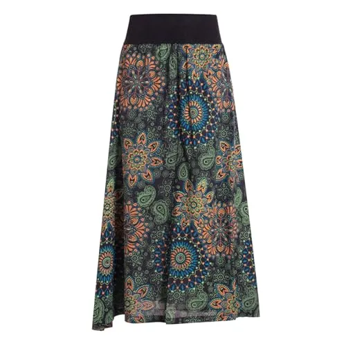 Vishes Maxirock - Bunter Damen Sommer-Rock mit Mandalas - Langer Maxi-Rock im Boho-Stil, perfekt für Festivals. Hergestellt aus 100% Baumwolle bietet er hohen Tragekomfort und einen einzigartigen Retro-Look.