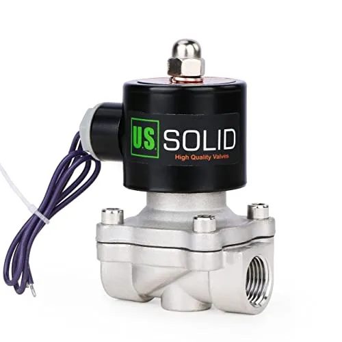 U.S. Solid 1/2" G 12V DC Edelstahl Magnetventil Direktgesteuert für Wasser Luft Gas Öl NC Stainless Steel Solenoid Valve
