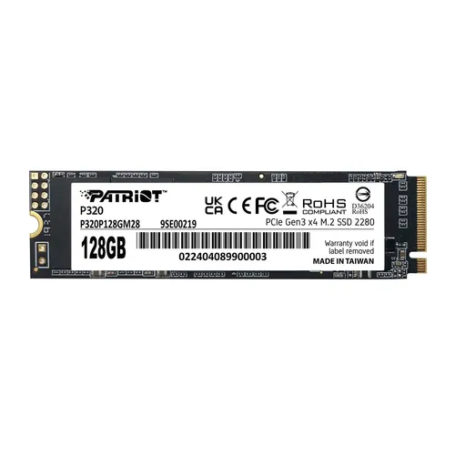 Patriot P320 SSD 128 GB, M.2 2280 - Hochgeschwindigkeits-Speicher - Festplatte mit PCIe Gen3 x4 Technologie für blitzschnelle Lese- und Schreibgeschwindigkeiten, ideal zur Verbesserung der Systemleistung und Reduzierung von Ladezeiten.