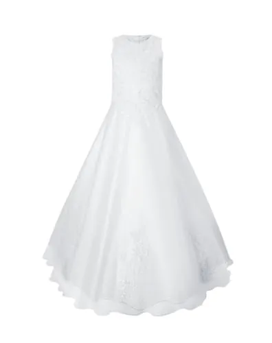 Märchenburg - Maiglöckchen 2026 - Eleganza Blanca Kommunionkleid mit Reifrock - Elegantes Kommunionkleid für Mädchen mit floralen Stickereien und Reifrock. Perfekt für den besonderen Tag in der Kategorie Kleider.