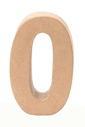 GLOREX 6 2029 140 - Papp - Zahl 0, aus brauner Pappe, ca. 17,5 X 5,5 cm groß, zum bemalen und bekleben, für Serviettentechnik und Décopatch, ideal als Dekoration