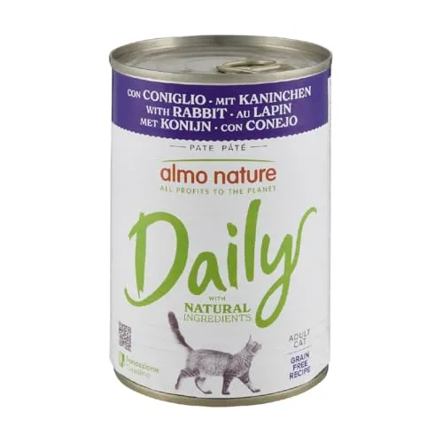 almo nature Daily Grain Free Katzenfutter, Mousse mit Kaninchen - 24er Pack - Dosenfutter für Katzen, schmackhaftes Nassfutter in Premium-Qualität, ohne künstliche Konservierungsstoffe, ideal für gesunde Ernährung und ausgewogene Mahlzeiten.