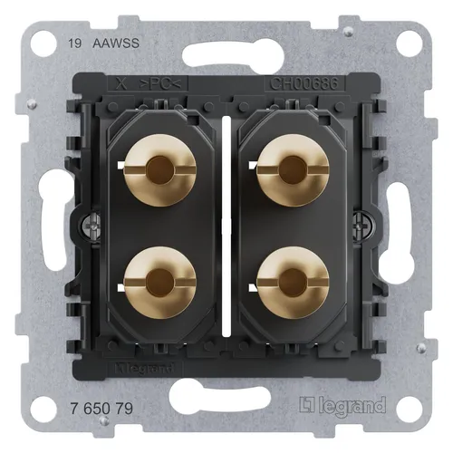 Legrand 765079 SEANO 2-fach Lautsprecher-Anschluss - Sonstige Elektroinstallationsartikel mit vergoldeten 4 mm-Buchsen für erstklassige Signalübertragung und komfortable Funktionsprüfung ohne Ausbau.