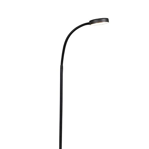 QAZQA Trax Stehlampe schwarz mit LED - Moderne Leselampe für Wohnzimmer & Schlafzimmer - Moderne Stehlampe aus Stahl mit integriertem, nicht austauschbarem LED-Modul (380 Lumen, 2700K). Ideal für gemütliche Beleuchtung im Wohnzimmer oder Schlafzimmer.