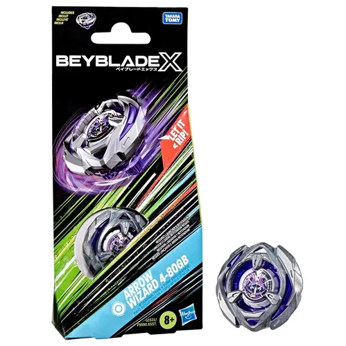 Beyblade X Arrow Wizard 4-80GB Kreisel Booster Pack - Spannende Battles mit dem Beyblade X Arrow Wizard! Der leistungsstarke Kampfkreisel überzeugt durch lange Laufzeiten und stabile Performance. Ideal für alle Beyblade-Fans, um ihre Sammlung zu erweitern und ihre Skills zu verbessern!