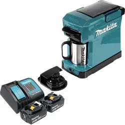 Makita DCM 501 ST2 Akku Kaffeemaschine 12 V max. / 18 V - Filterkaffeemaschine für mobilen Einsatz, ideal für Baustellen und Camping, mit 240 ml Wasserbehälter und integrierter Tasse für frischen Kaffee überall.