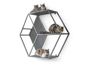 CanadianCat HexaCat - Katzenmöbel mit Industrial-Design - Aktivitätskratzbäume | Die stabile Katzenkletterwand "HexaCat" aus Metall bietet Komfort und Kratzmöglichkeiten, ideal für verspielte Katzen und stilvolle Wohnräume.
