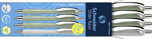 Schneider Schreibgeräte Slider Rave XB Trend 25, Box 4 Stück sortiert 132664 Kugelschreiber Schreibfarbe: Blau 4 St.