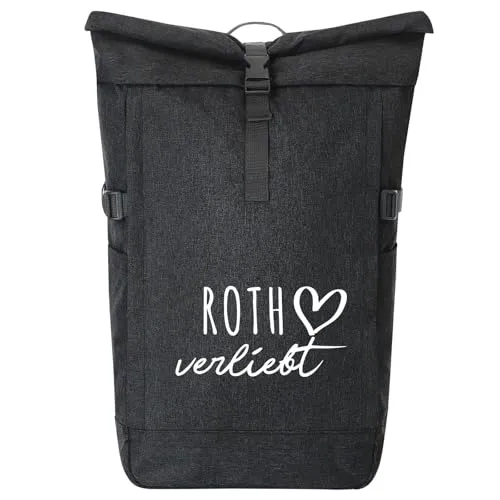 Huuraa Kurierrucksack Roth - Fairtrade Rolltop Rucksack in Schwarz - Der Roth Kurierrucksack bietet 32 Liter Stauraum, ein gepolstertes Laptopfach und praktische Organizer-Elemente. Hergestellt aus umweltfreundlichem RPET-Polyester, ideal für Pendler und Reisende.