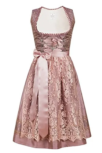 Edelnice Trachtenmode Exklusives Designer Midi Dirndl Madeleine - Dirndl für Damen, inklusive Spitzen Dirndlschürze und Charivari, ideal für festliche Anlässe und in Größe 56 erhältlich.