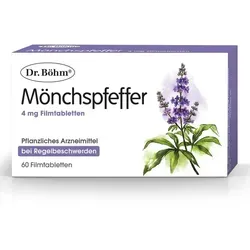 Dr. Böhm Mönchspfeffer 4 mg Filmtabletten - Pflanzliches Produkt zur Unterstützung bei Regelbeschwerden. Praktische Filmtabletten für eine einfache tägliche Einnahme.